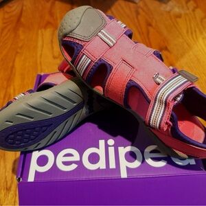 Pediped Pink and Gray Striped Sandals